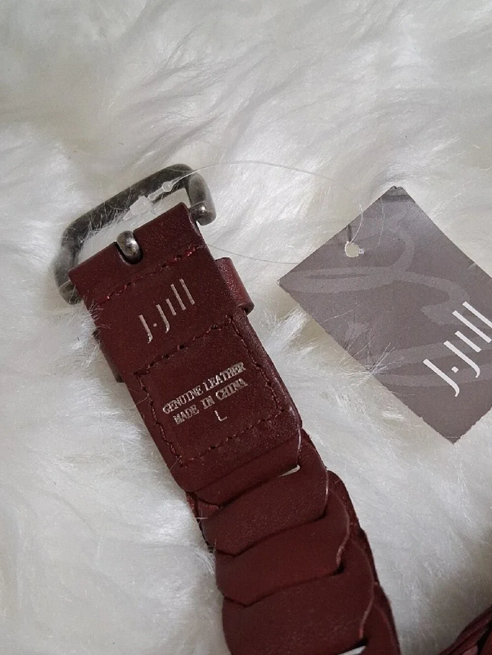 NWT J. Jill Braided Leather Belt-Oxblood-Large